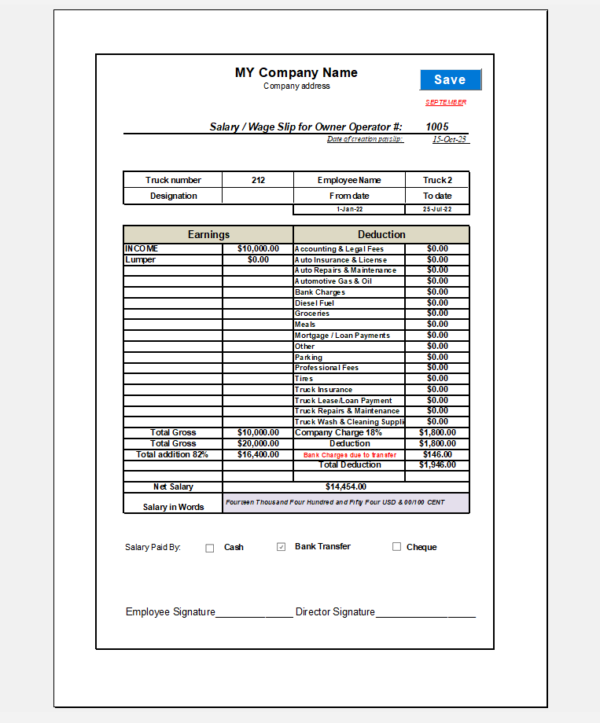 Driver Payslip